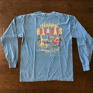 Tri Delta Light Blue Holiday Long Sleeve Shirt Sorority Vintage 2014 Oklahoma U